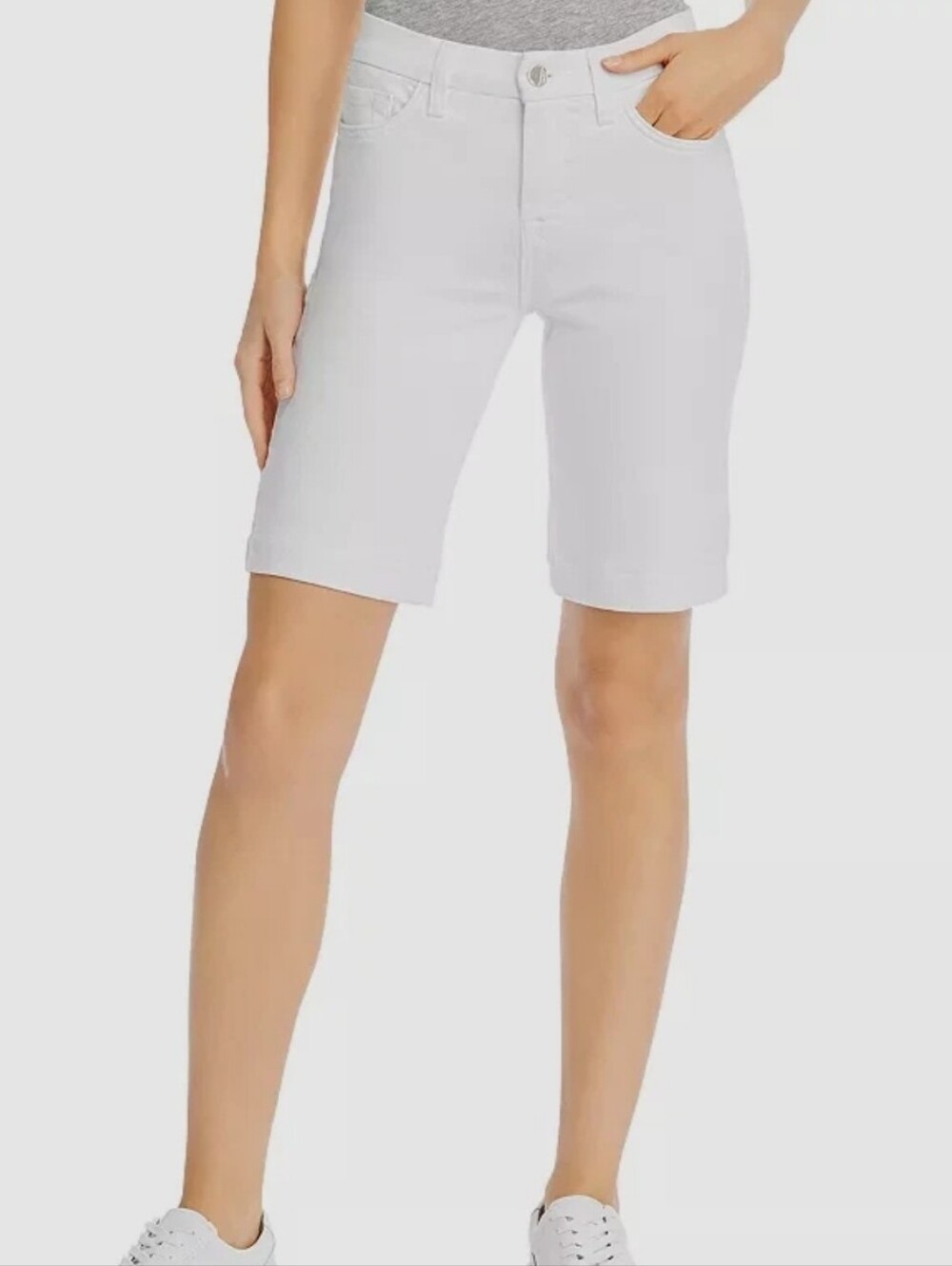 7 For All Mankind Jen 7 White Denim Bermuda Shorts Size 4